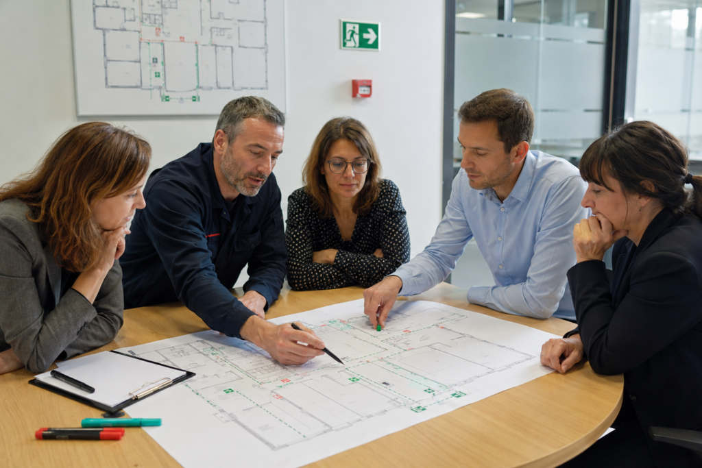 Formation aux procédures d’évacuation et aux consignes incendie autour d’un plan d’établissement